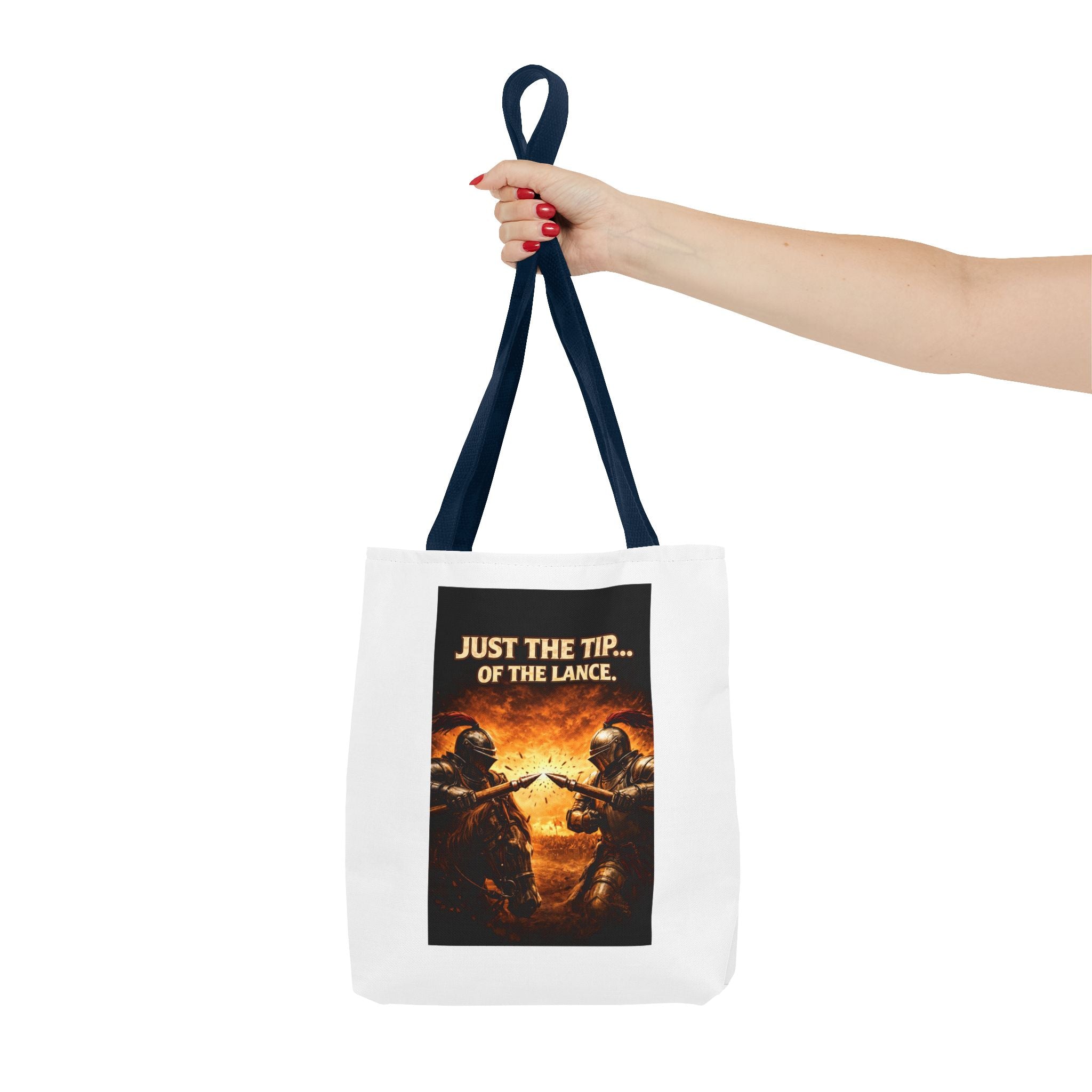 Tote Bag — "Just the Tip of the Lance" Medieval Knight Graphic Tote