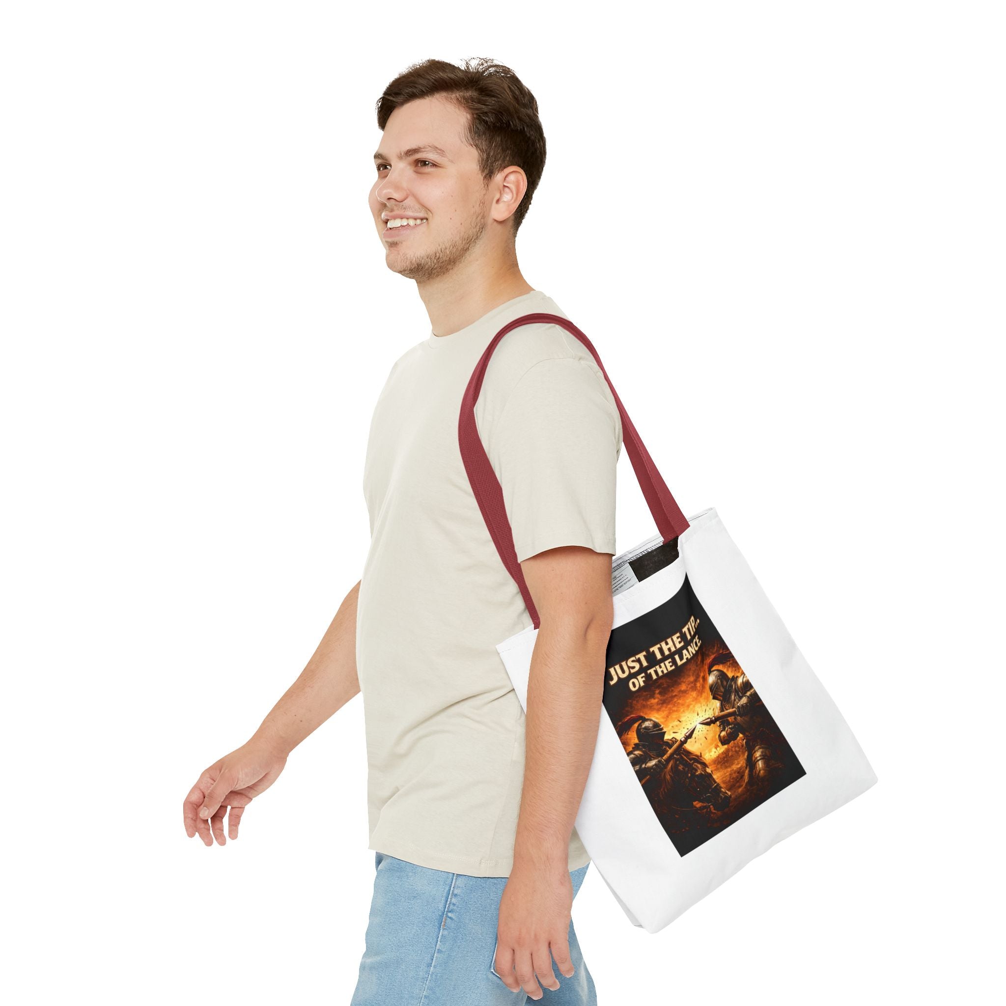 Tote Bag — "Just the Tip of the Lance" Medieval Knight Graphic Tote