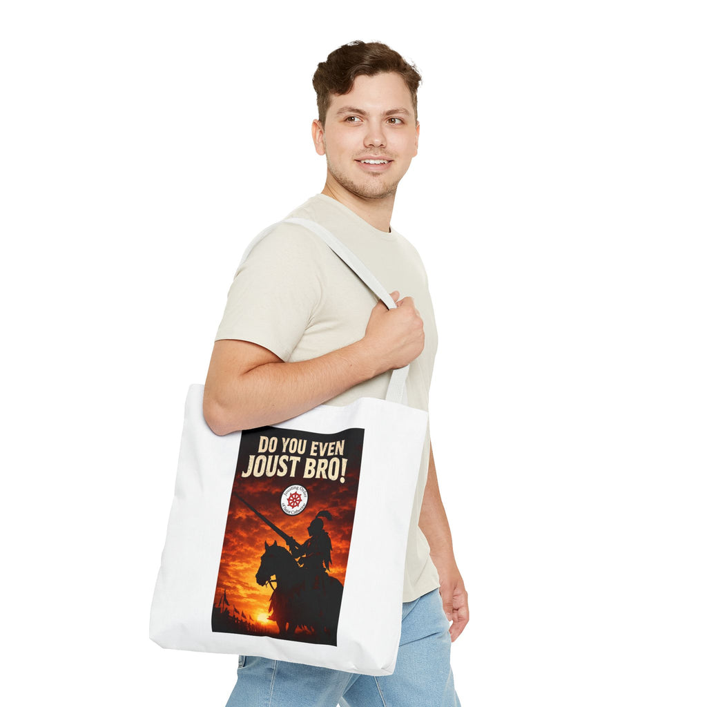 Do You Even Joust Bro! Tote Bag – Medieval Knight Silhouette Sunset Tote for Renaissance Fair Fans