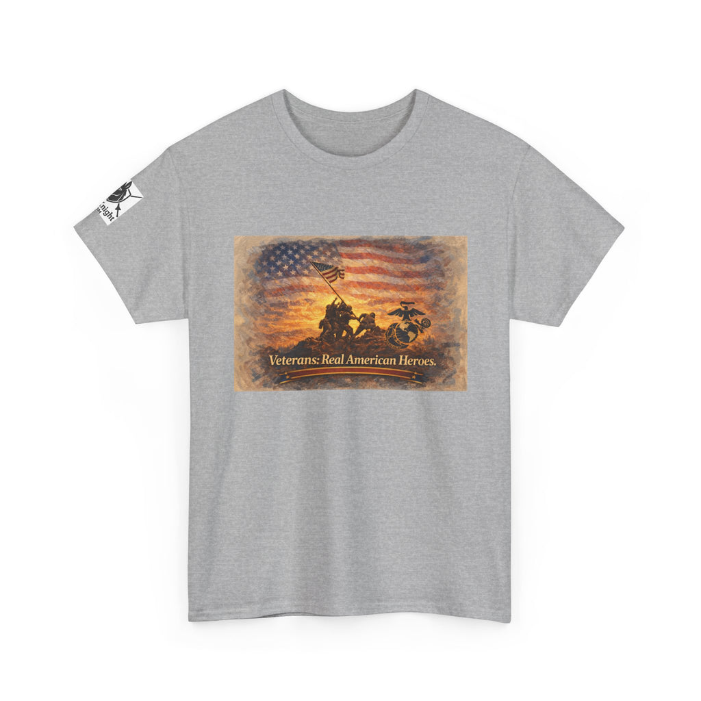 USA Flag Graphic Tee - "Veterans - Real American Heroes!"