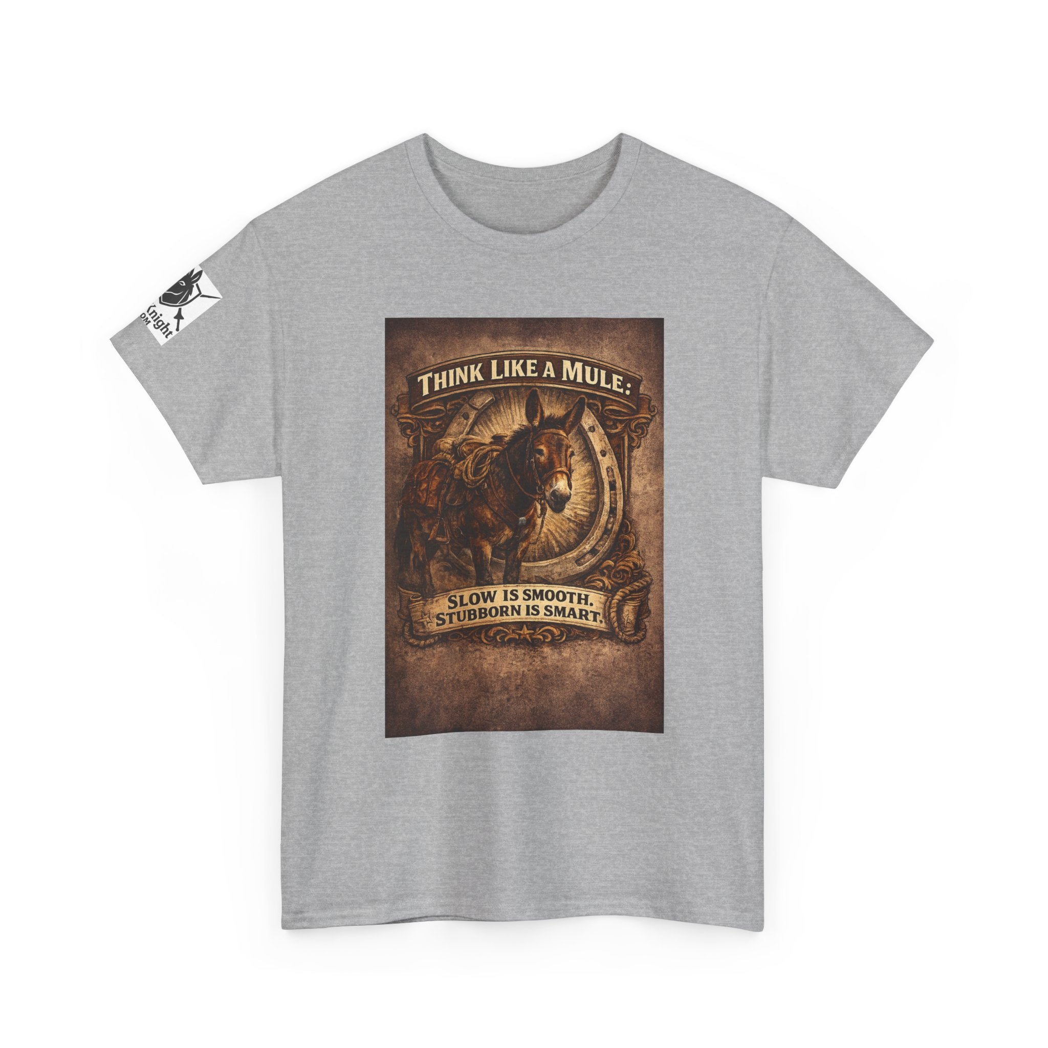 Think Like a Mule T-Shirt – Rustic Horseshoe Cowboy Western Tee