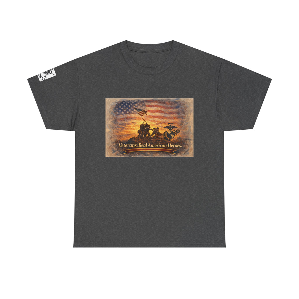 USA Flag Graphic Tee - "Veterans - Real American Heroes!"