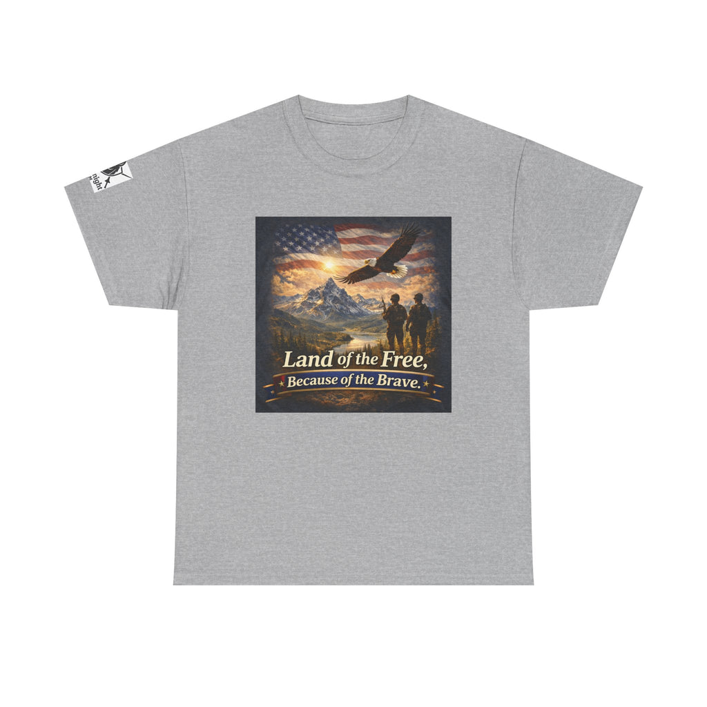 USA Flag Graphic Tee - "Land of the Free -Because of the Brave!"