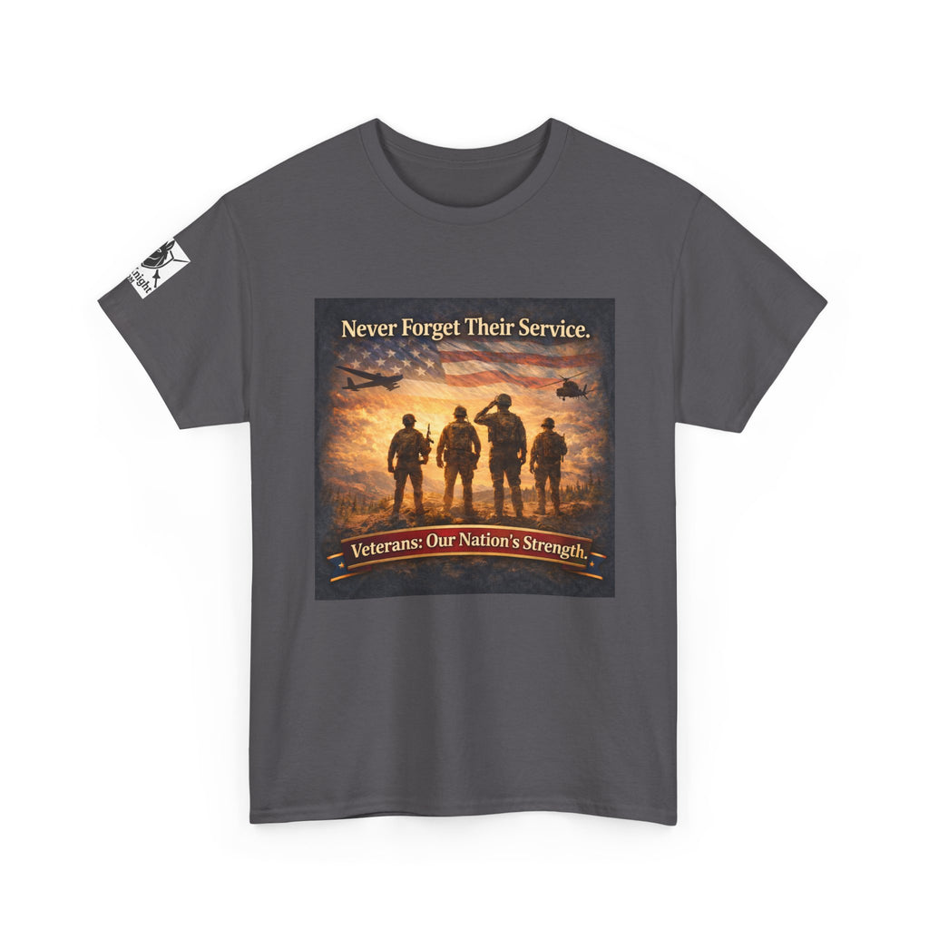 USA Flag Graphic Tee - "Never Forget their Service -Veterens our nations strength!"