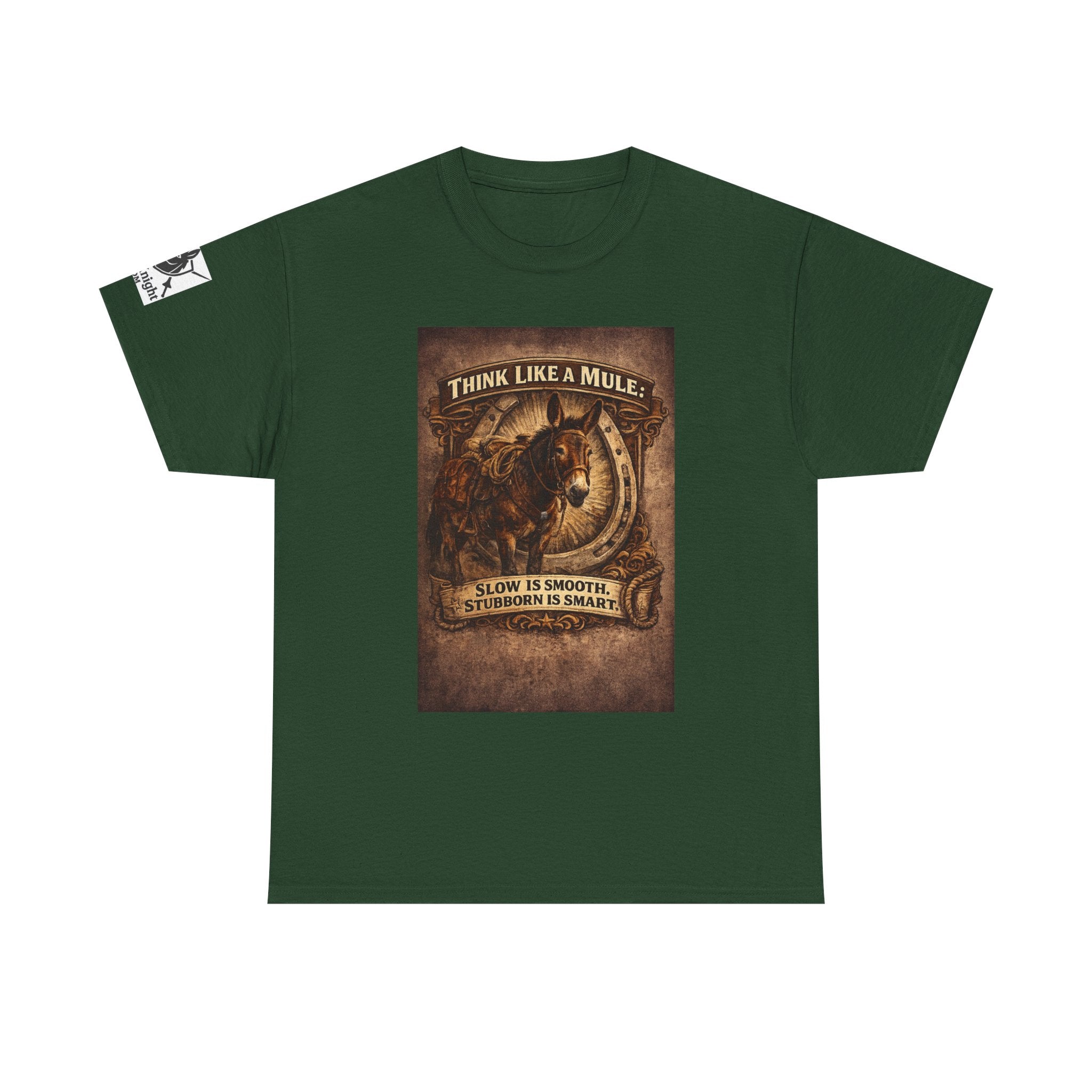 Think Like a Mule T-Shirt – Rustic Horseshoe Cowboy Western Tee