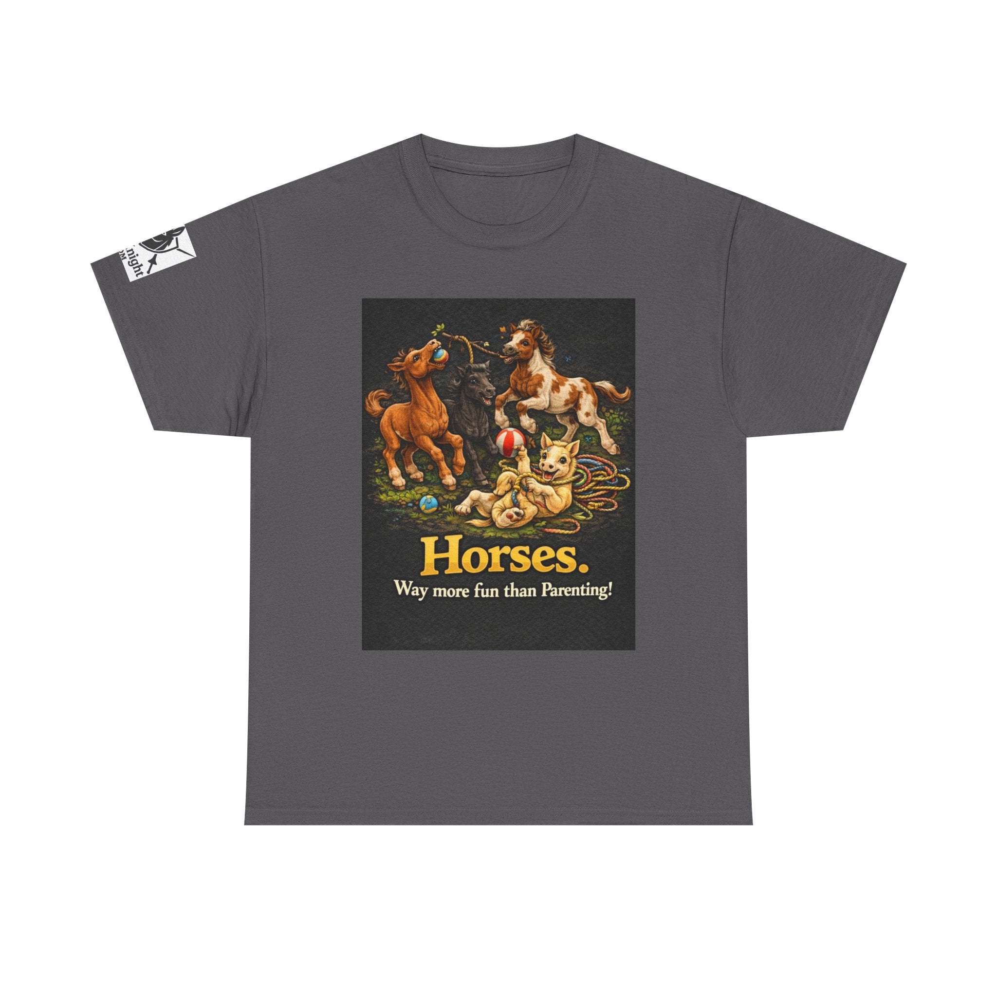 Horse lover shirt.  Horses.  Way more fun than Parenting! Teeshirt funny