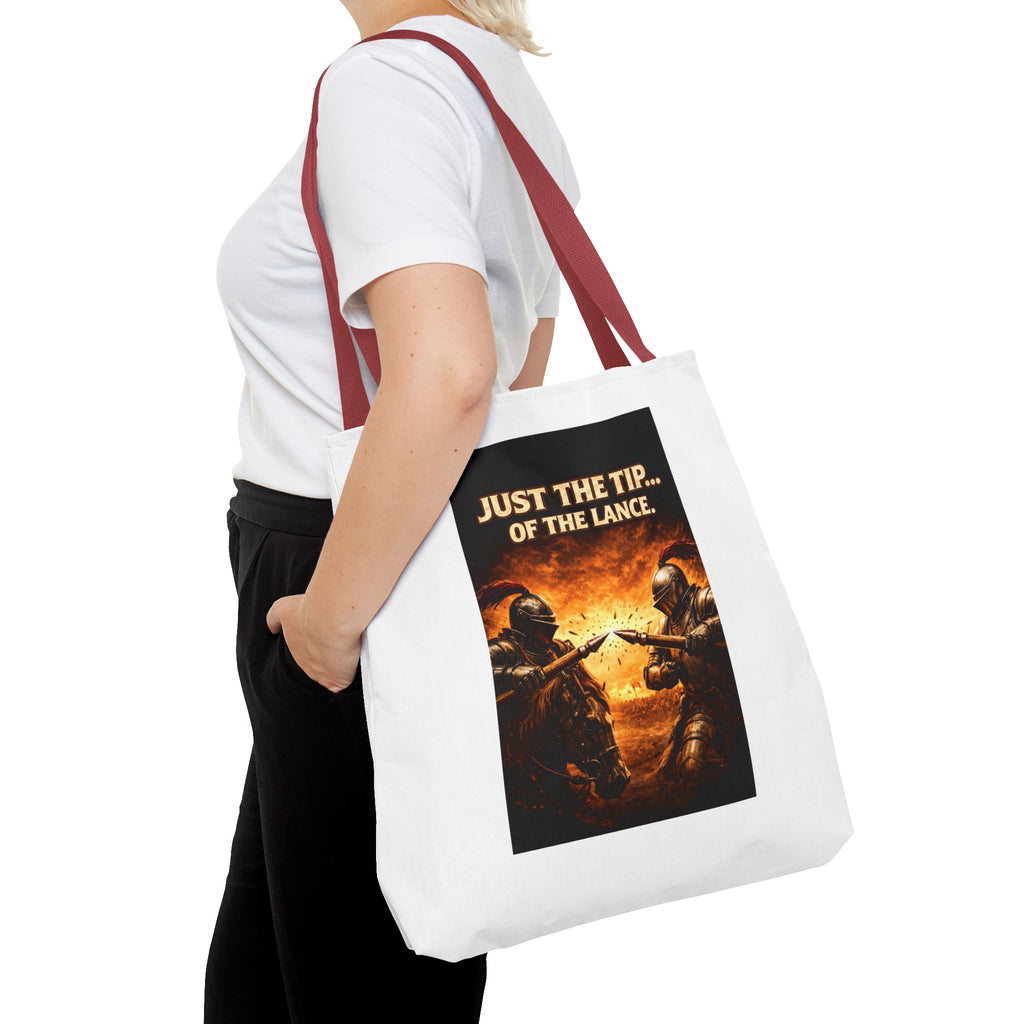 Tote Bag — "Just the Tip of the Lance" Medieval Knight Graphic Tote