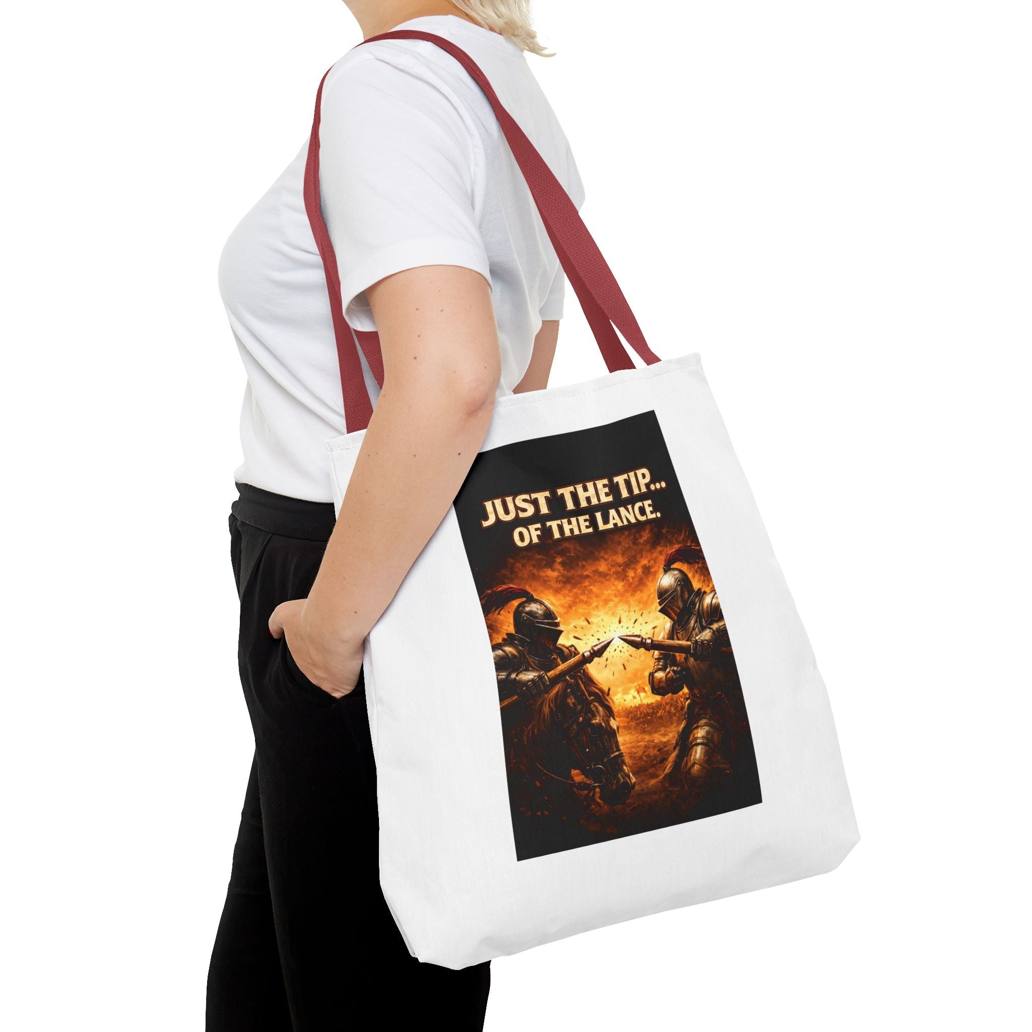 Tote Bag — "Just the Tip of the Lance" Medieval Knight Graphic Tote