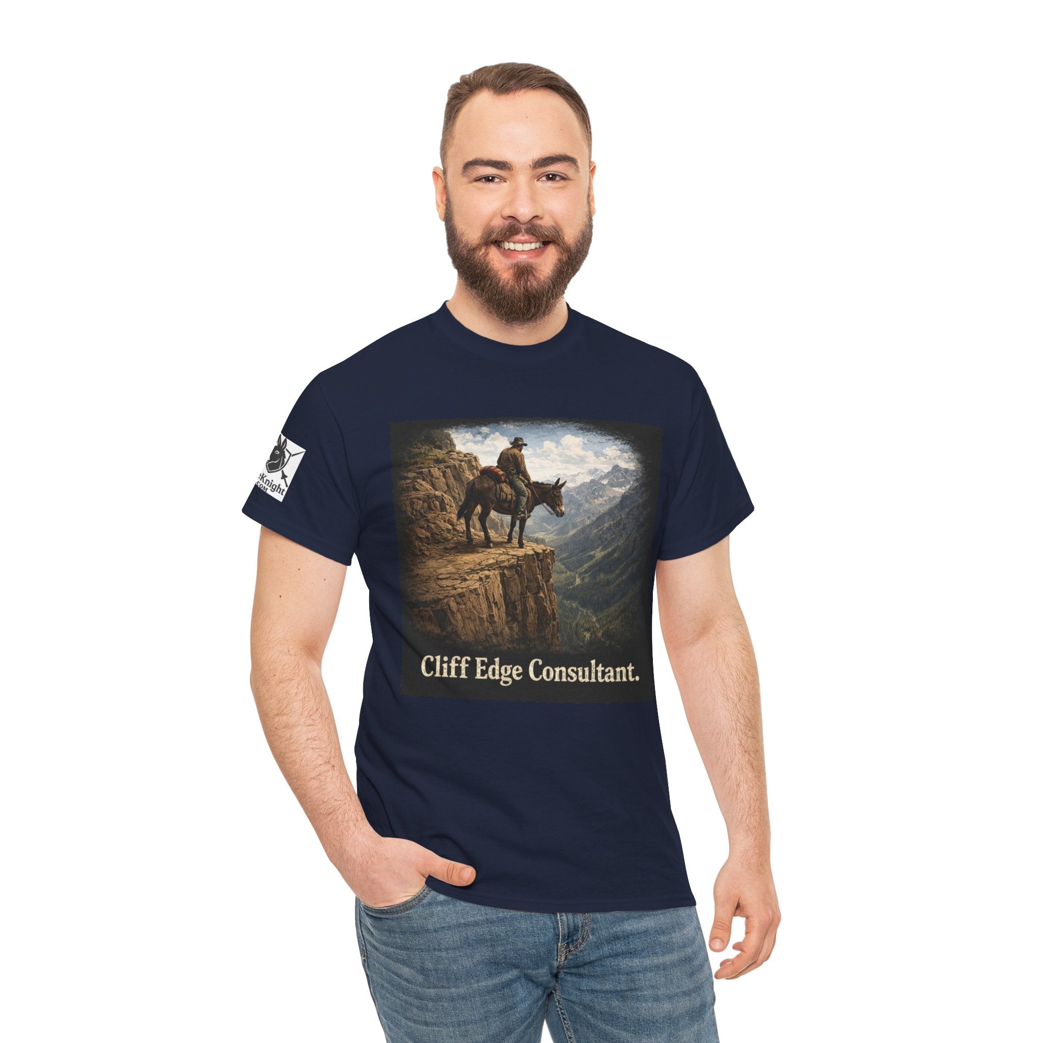 Mule Cliff Edge Consultant T-Shirt — Cowboy Landscape Graphic Tee