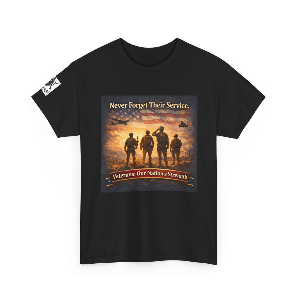 USA Flag Graphic Tee - "Never Forget their Service -Veterens our nations strength!"