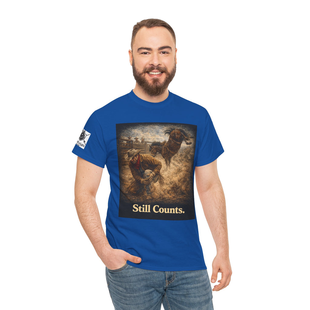 Rodeo Still Counts T-Shirt — Cowboy Landscape Graphic Tee
