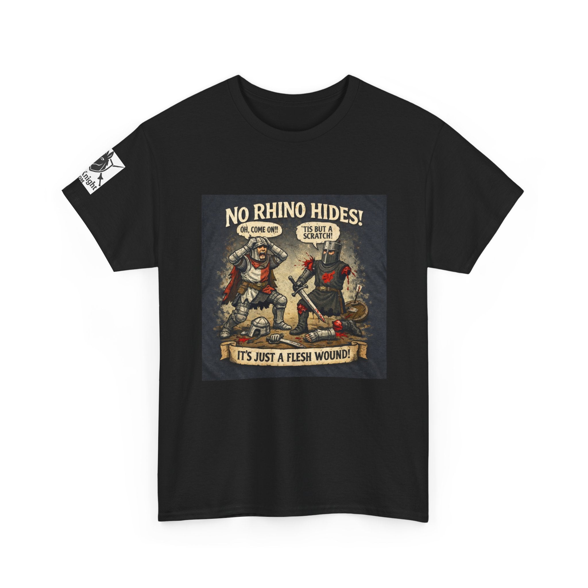 No Rhino Hides Tis but a scratch T-Shirt — Funny Knight Tee