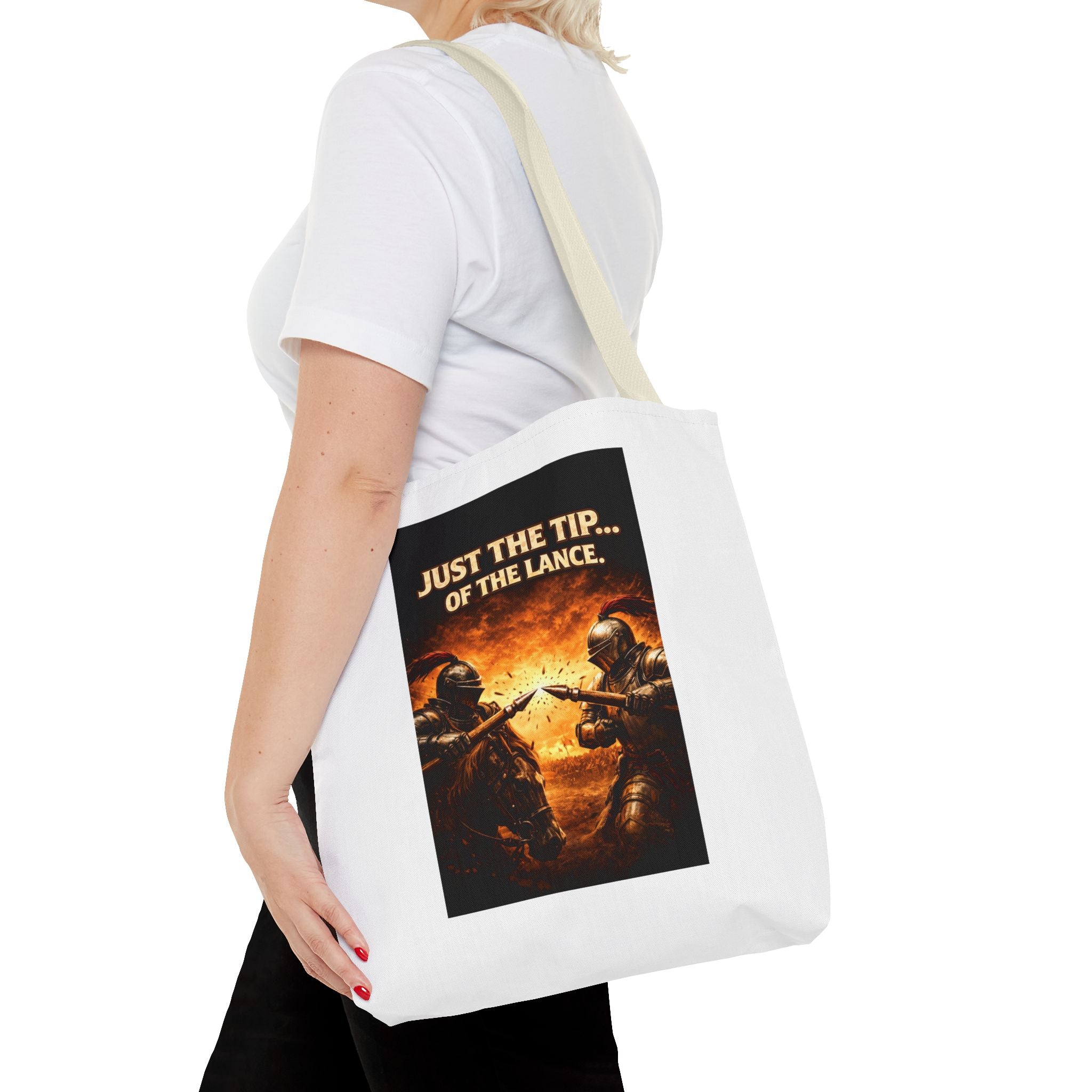 Tote Bag — "Just the Tip of the Lance" Medieval Knight Graphic Tote
