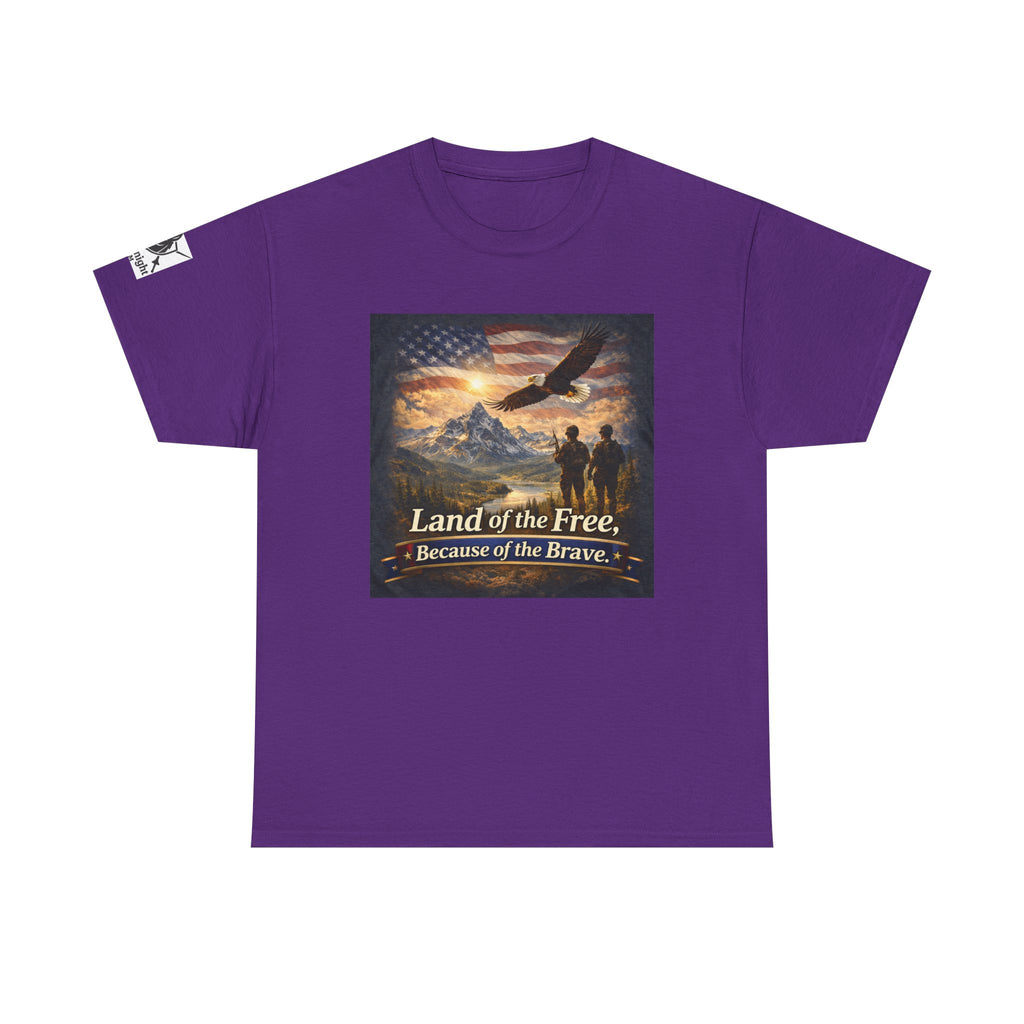 USA Flag Graphic Tee - "Land of the Free -Because of the Brave!"