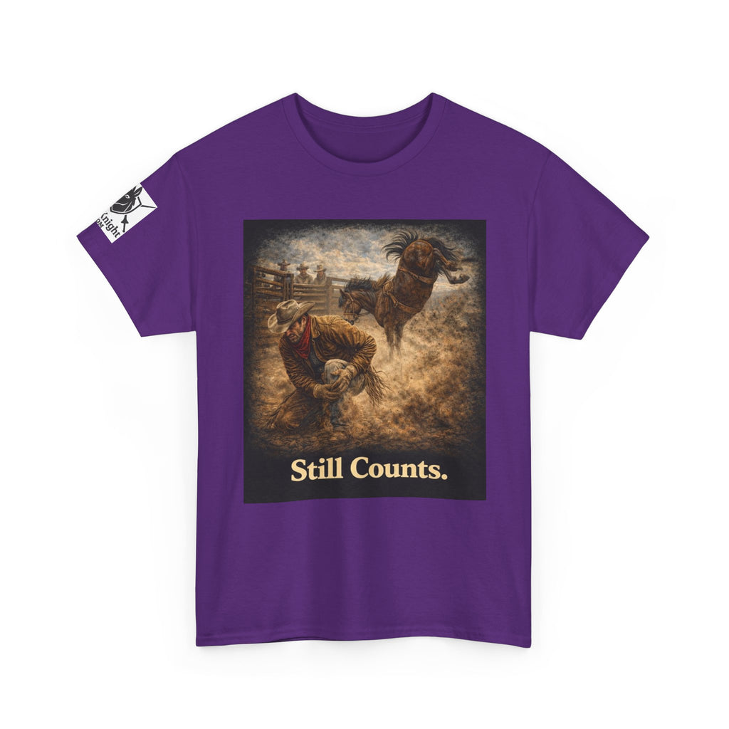 Rodeo Still Counts T-Shirt — Cowboy Landscape Graphic Tee