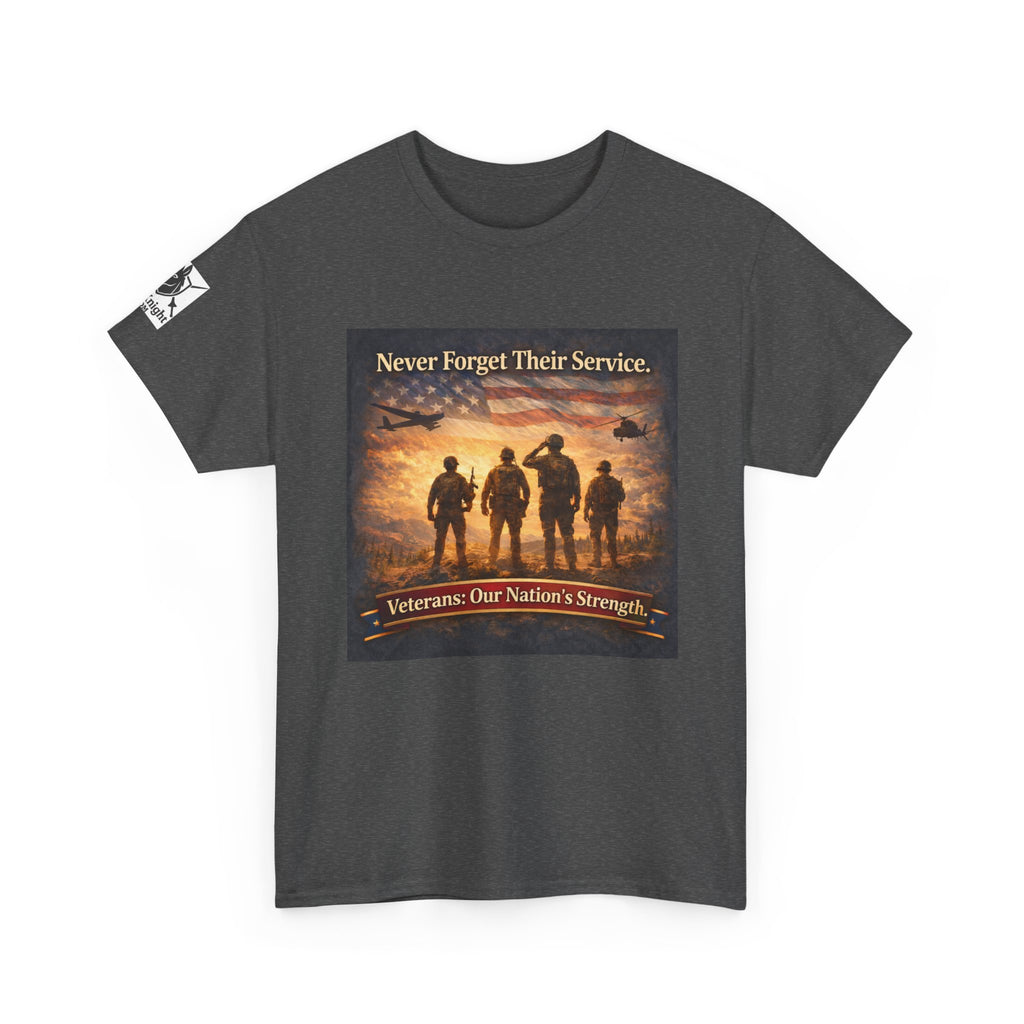 USA Flag Graphic Tee - "Never Forget their Service -Veterens our nations strength!"