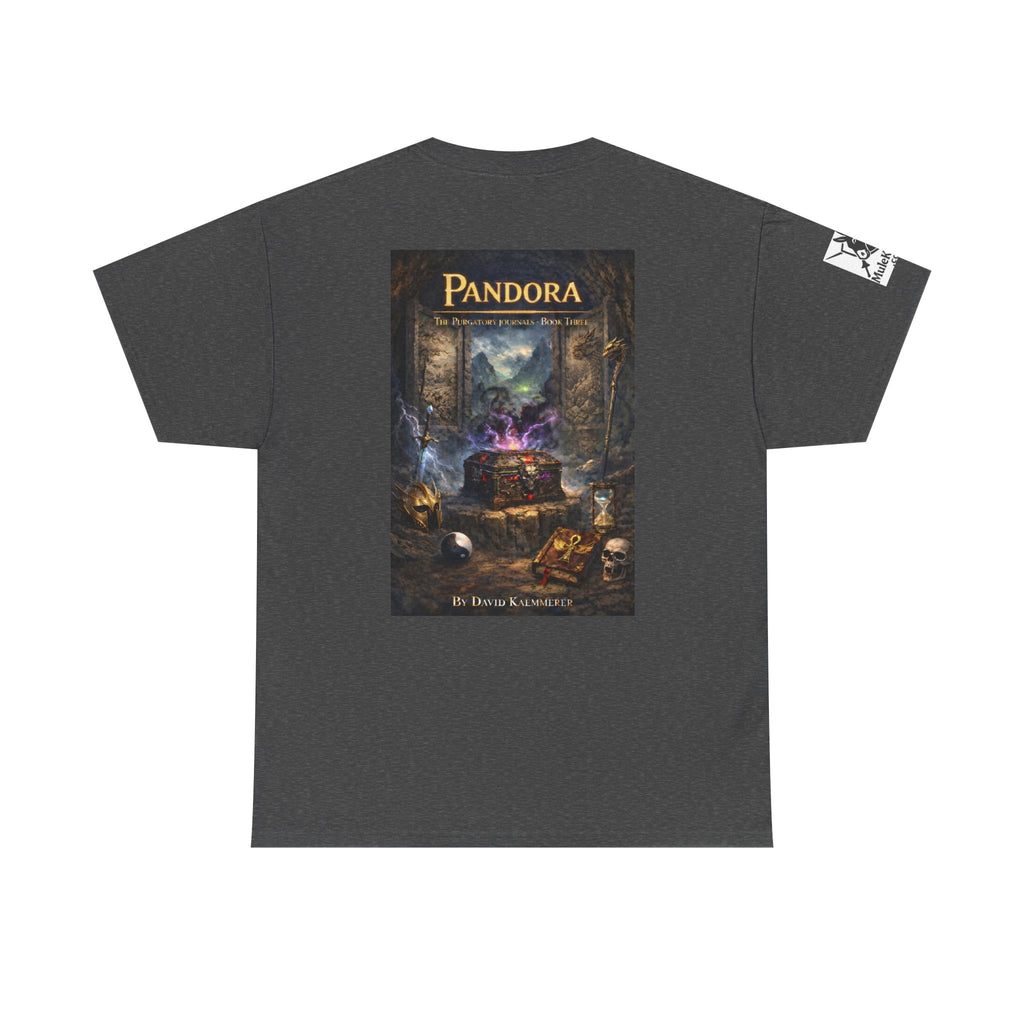 Pandora Summoning on Front - Pandora book cover on back -Purgatory Journals Book 3 -   Fantasy Novel tee