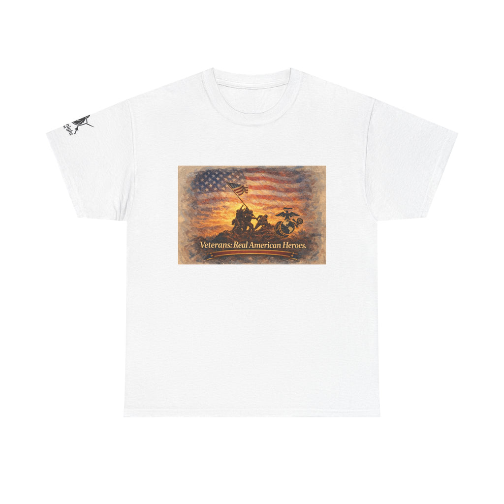 USA Flag Graphic Tee - "Veterans - Real American Heroes!"