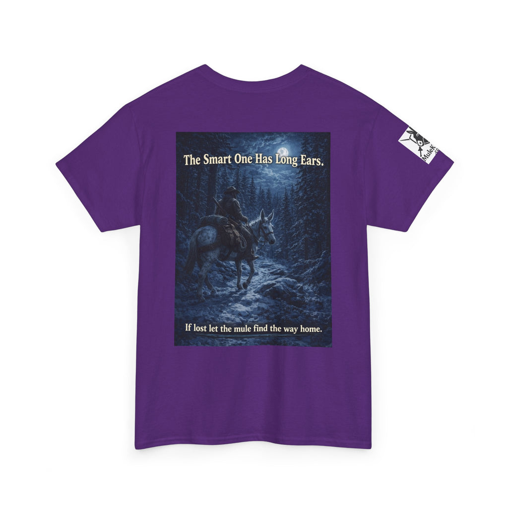 Mule rider T-Shirt — "The Smart One Has Long Ears" Night Rider Graphic Tee