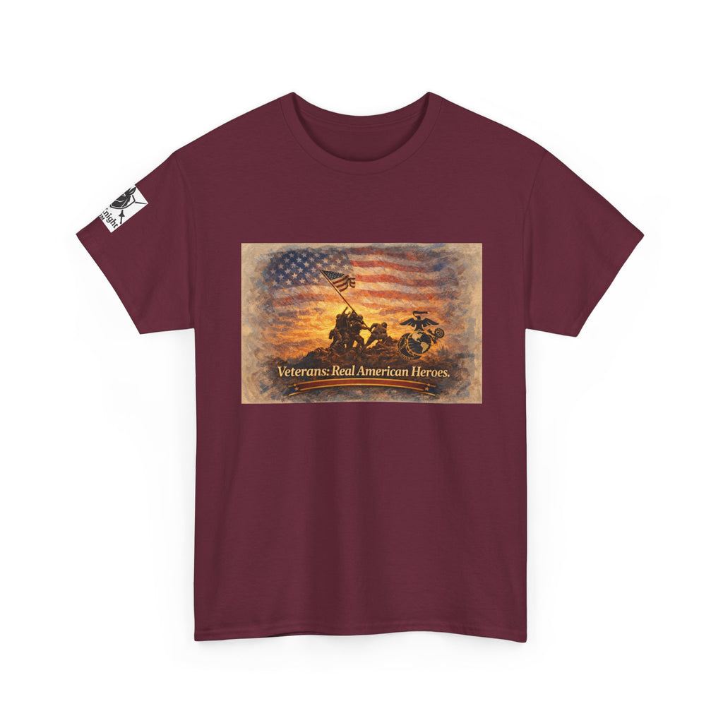 USA Flag Graphic Tee - "Veterans - Real American Heroes!"
