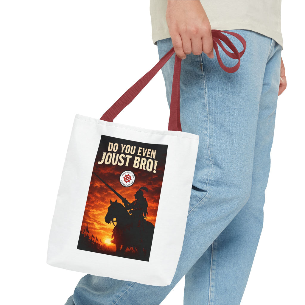 Do You Even Joust Bro! Tote Bag – Medieval Knight Silhouette Sunset Tote for Renaissance Fair Fans