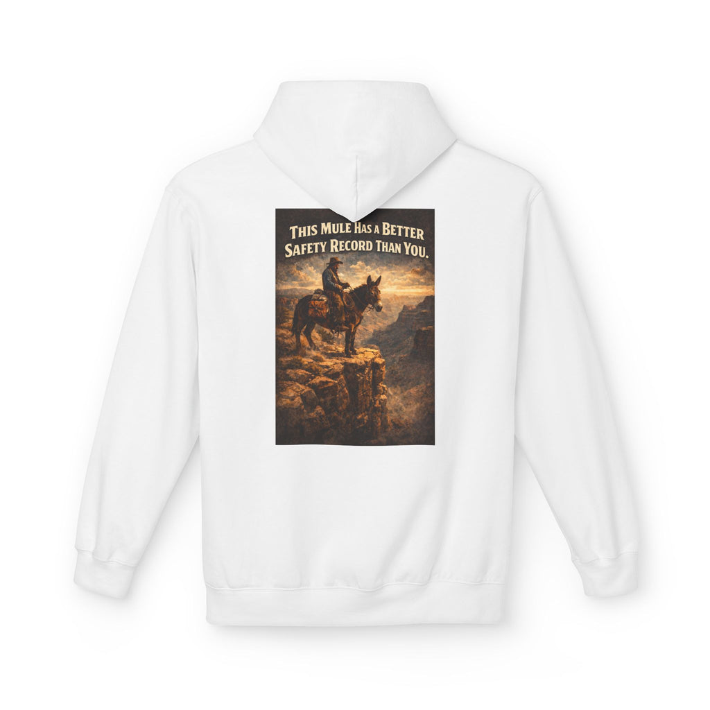 Riding Mule Graphic Hoodie – "This Mule Has a Better Safety Record Than You" Outdoor Adventure Sweatshirt