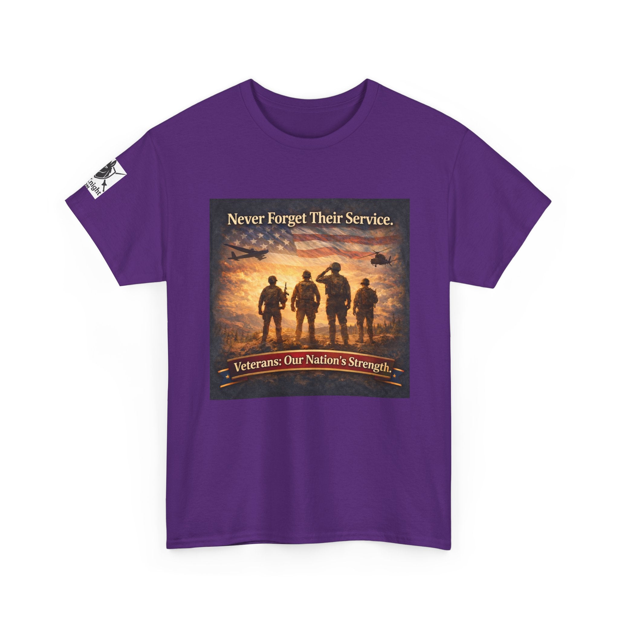 USA Flag Graphic Tee - "Never Forget their Service -Veterens our nations strength!"