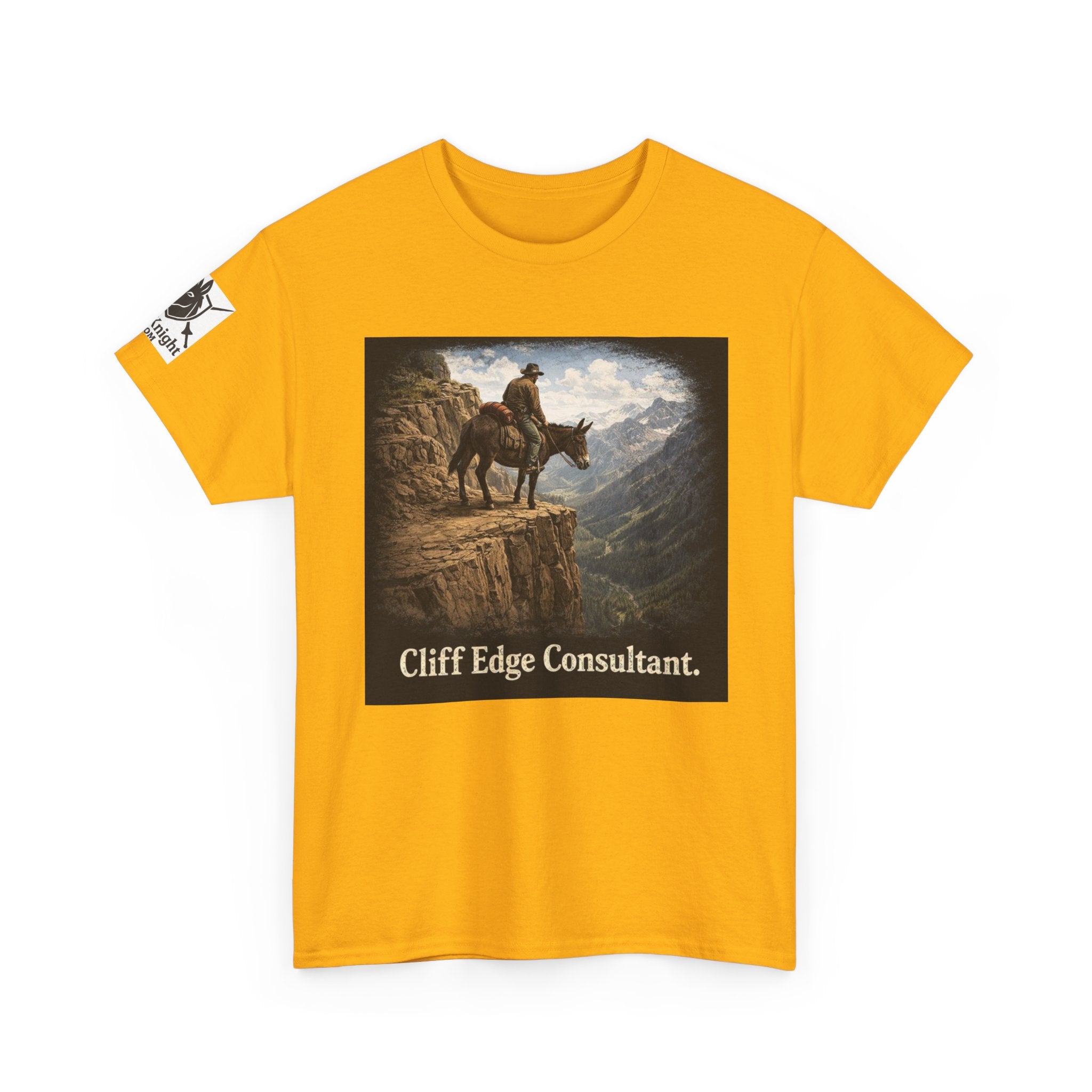 Mule Cliff Edge Consultant T-Shirt — Cowboy Landscape Graphic Tee