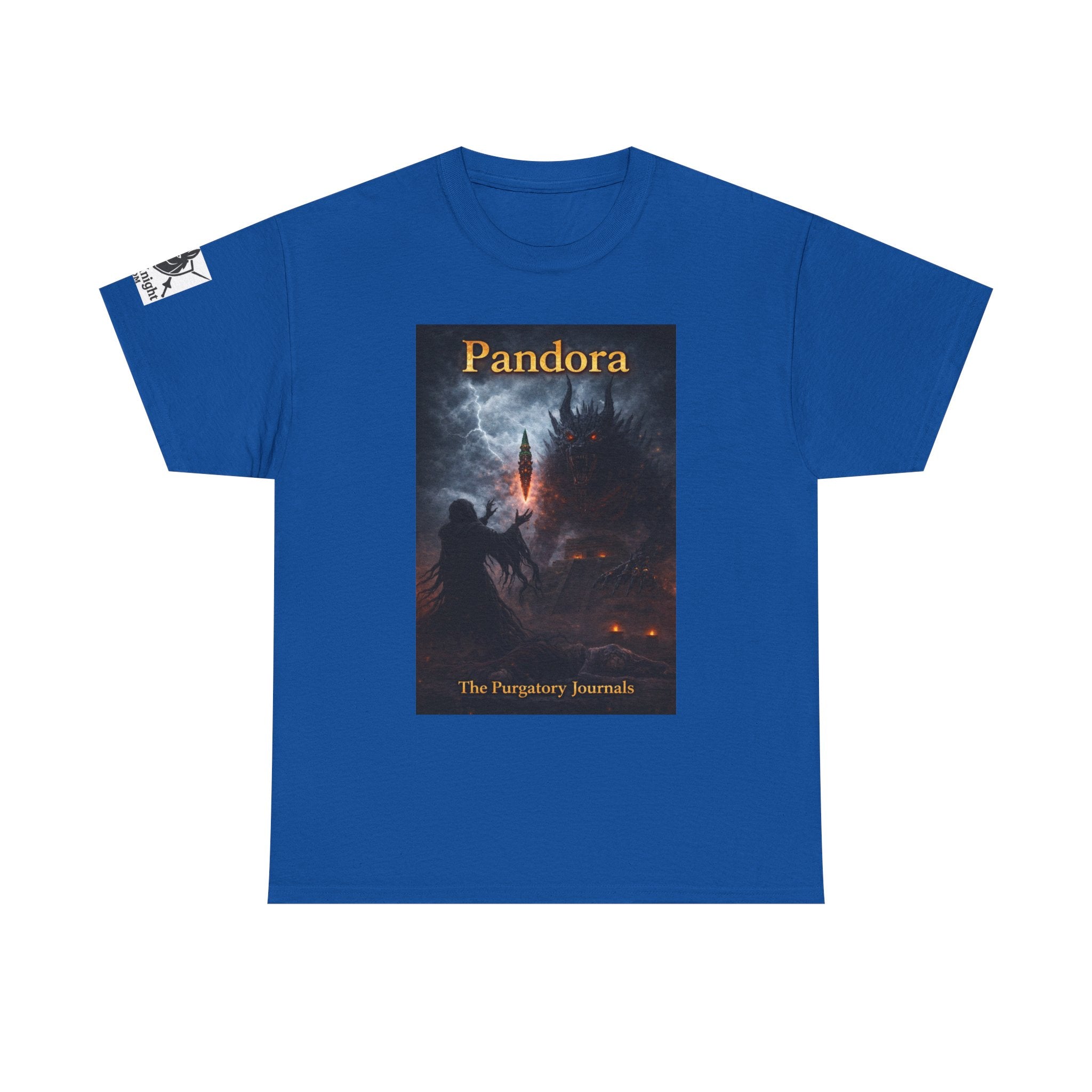 Pandora Summoning on Front - Pandora book cover on back -Purgatory Journals Book 3 -   Fantasy Novel tee
