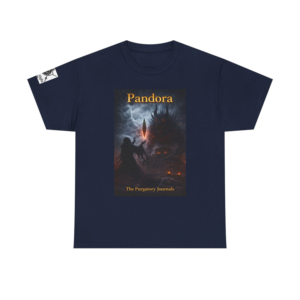 Pandora Summoning on Front - Pandora book cover on back -Purgatory Journals Book 3 -   Fantasy Novel tee