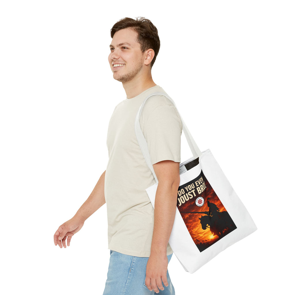 Do You Even Joust Bro! Tote Bag – Medieval Knight Silhouette Sunset Tote for Renaissance Fair Fans