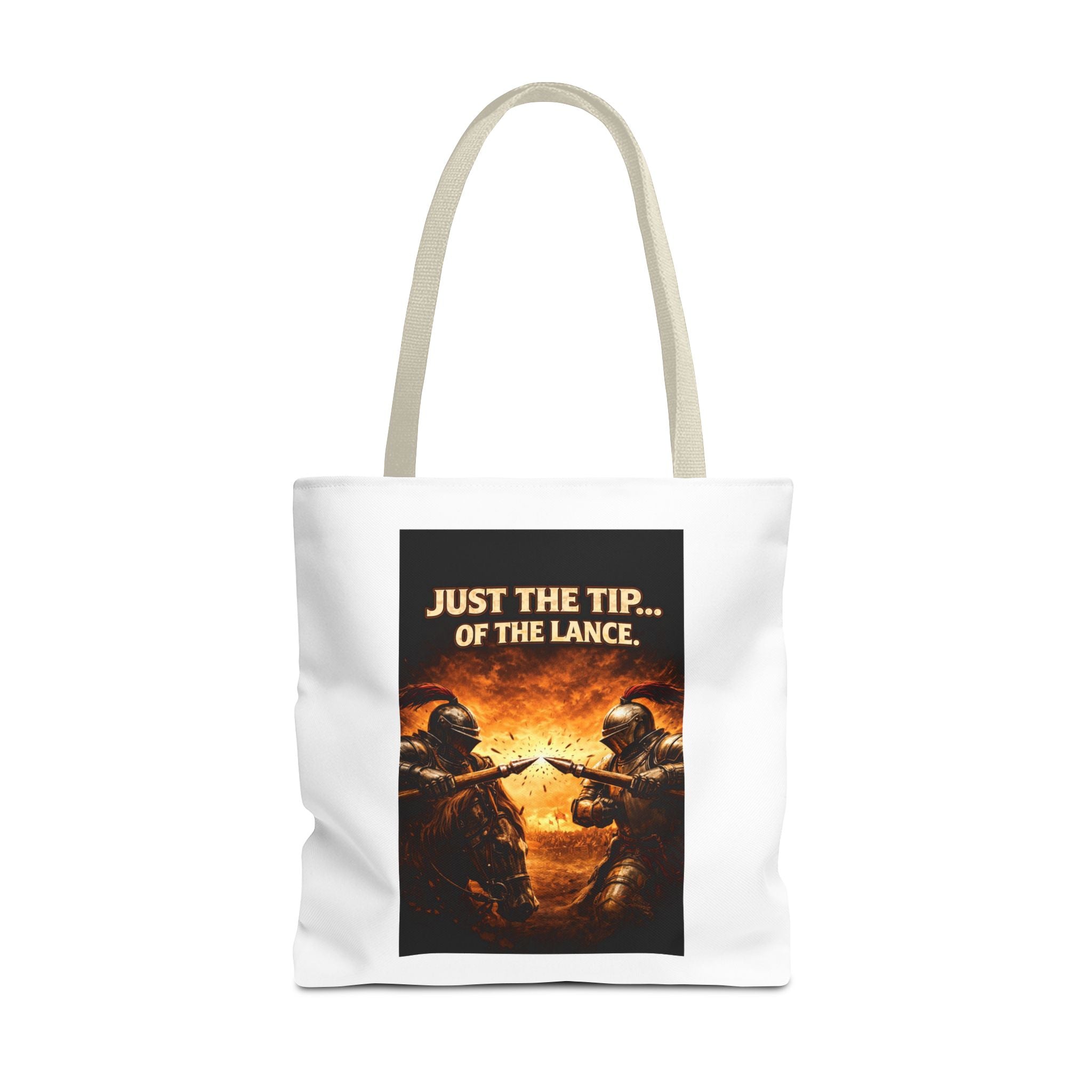 Tote Bag — "Just the Tip of the Lance" Medieval Knight Graphic Tote