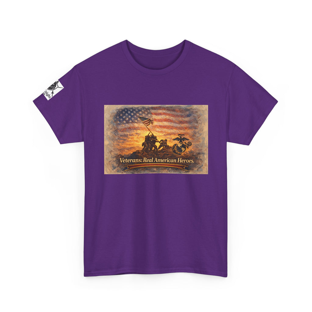 USA Flag Graphic Tee - "Veterans - Real American Heroes!"