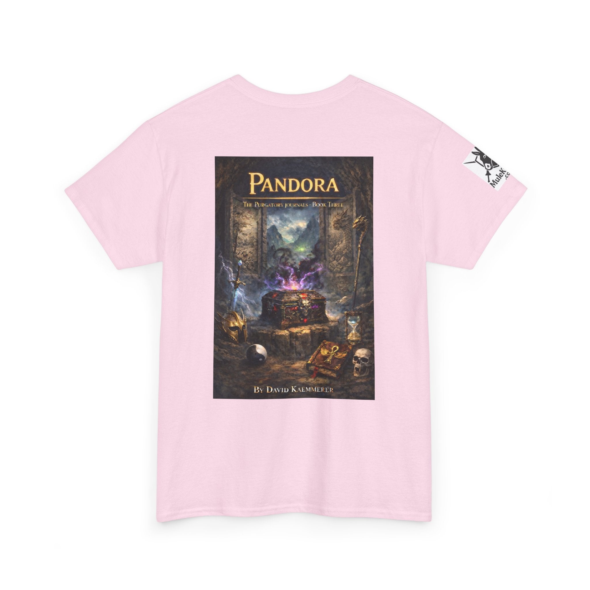Pandora Bandan and Dog on Front - Pandora book cover on back -Purgatory Journals Book 3 -  Graphic Tee — Fantasy Novel tee