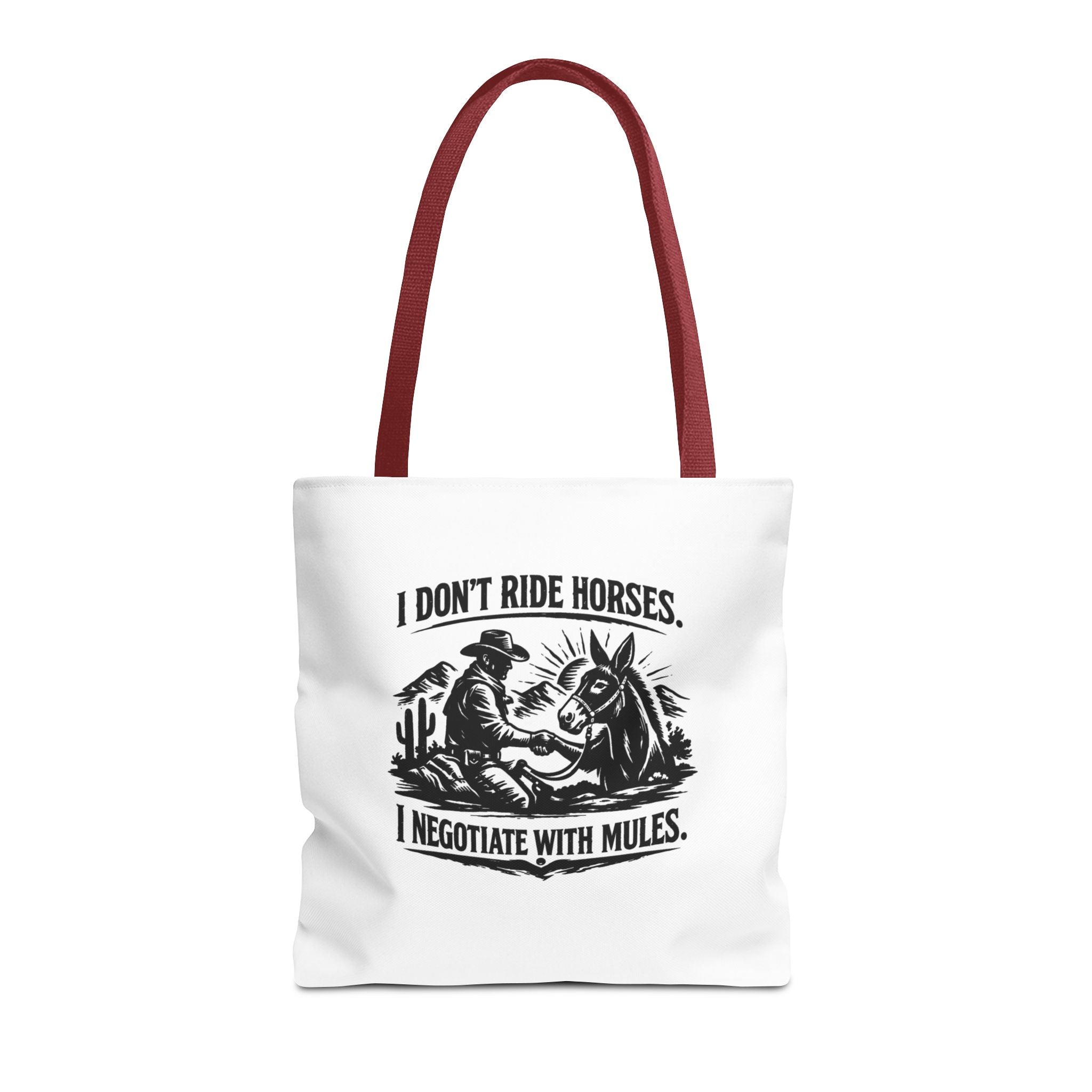 Tote Bag — "I Don't Ride Horses, I Negotiate With Mules" Western Farmer Tote