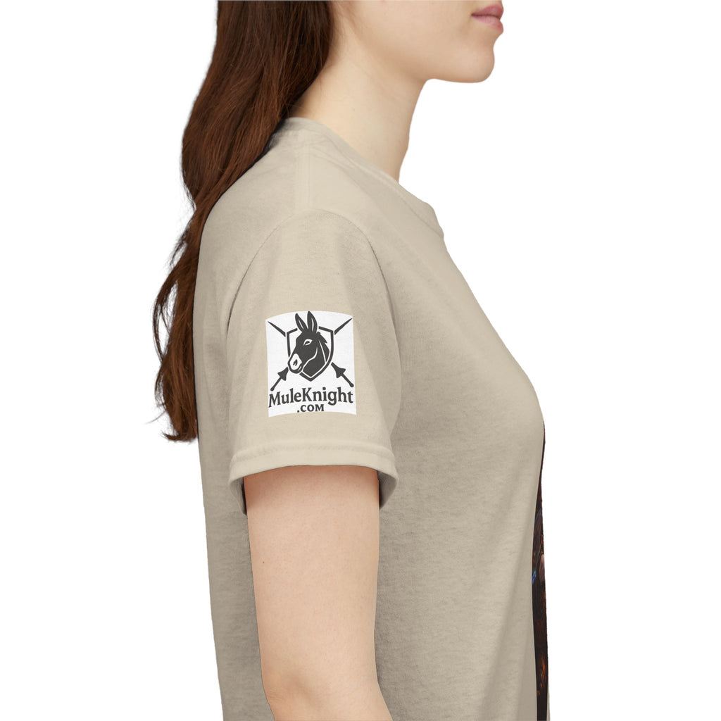 Pandora Cogsworth & Mr Hippty Vs Undead Dragon on Front - Pandora book cover on back -Purgatory Journals Book 3 -  Graphic Tee — Fantasy Novel tee