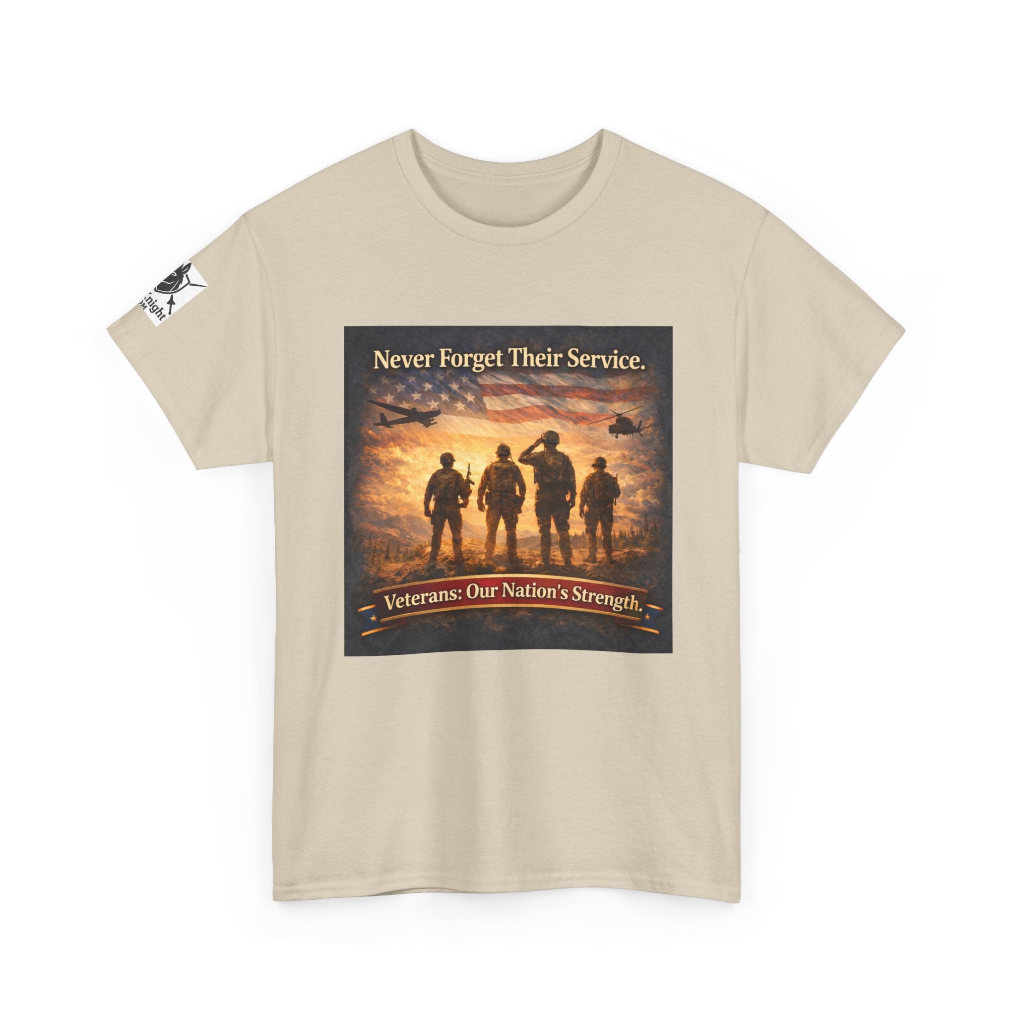 USA Flag Graphic Tee - "Never Forget their Service -Veterens our nations strength!"