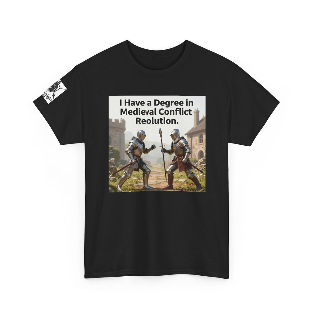 Medieval Conflict Resolution T-Shirt — Funny Knight Diploma Tee