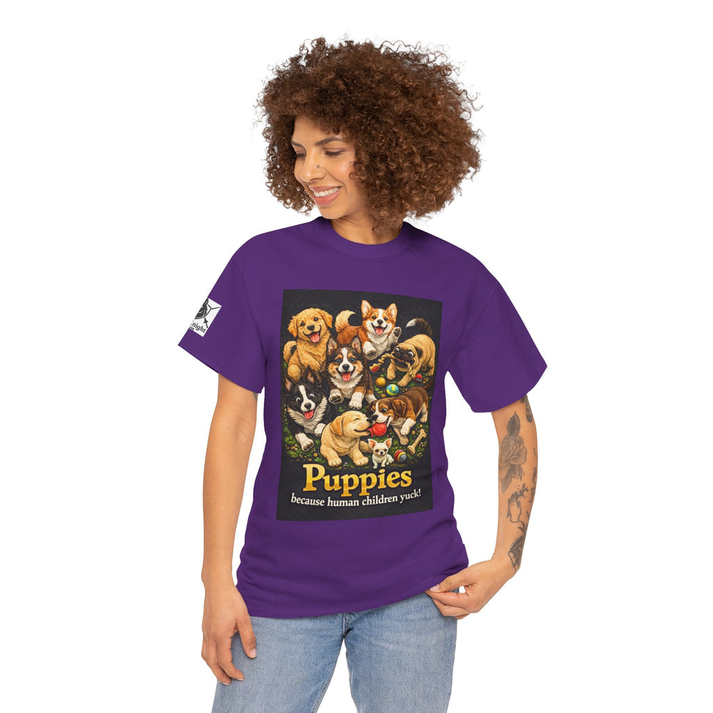 Puppies becouse Human Children Yuck!  Teeshirt.  Dog lover funny