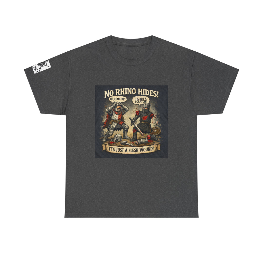 No Rhino Hides Tis but a scratch T-Shirt — Funny Knight Tee
