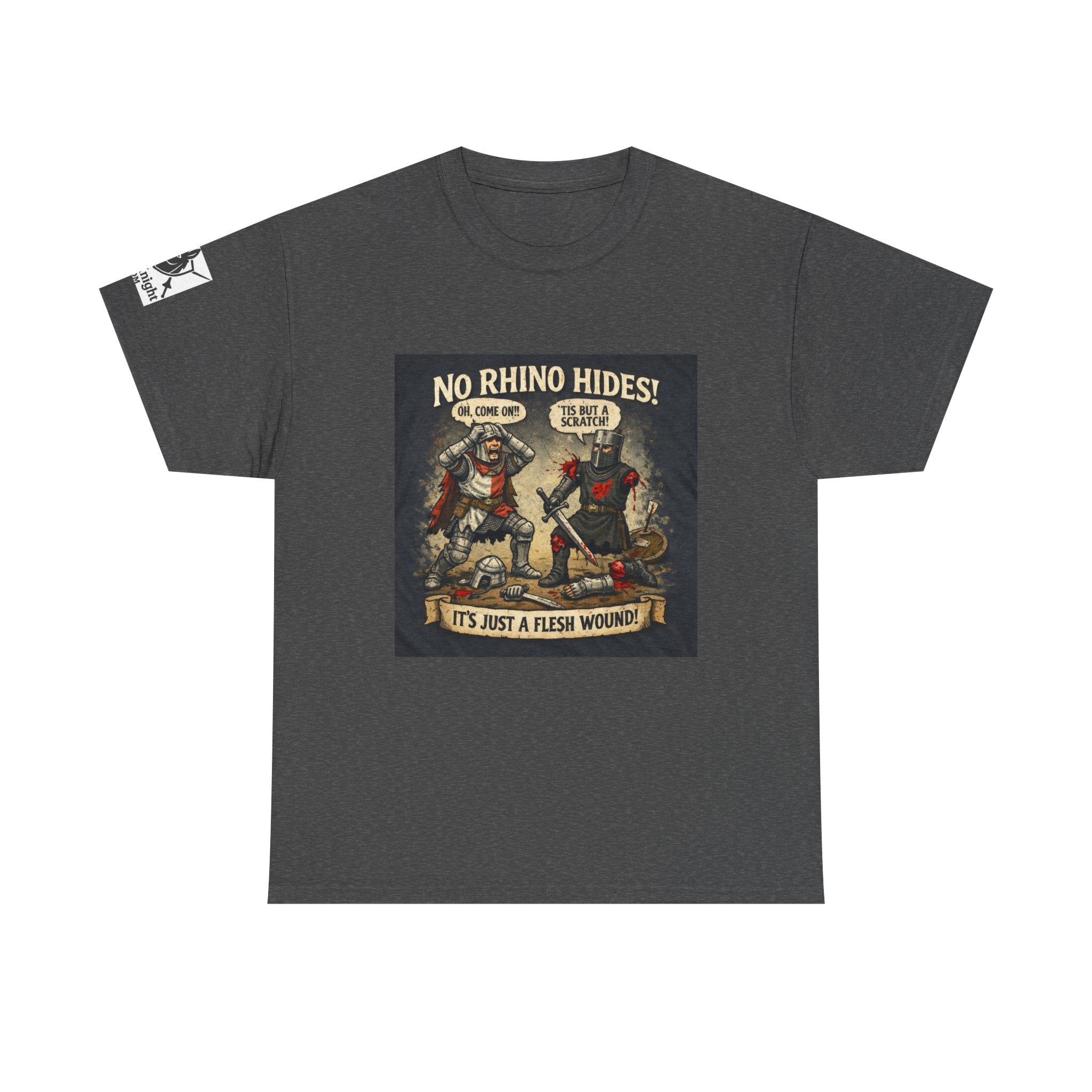 No Rhino Hides Tis but a scratch T-Shirt — Funny Knight Tee