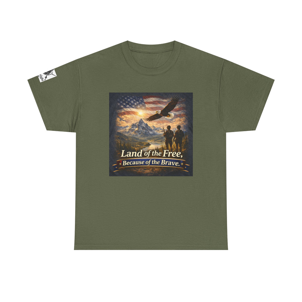 USA Flag Graphic Tee - "Land of the Free -Because of the Brave!"