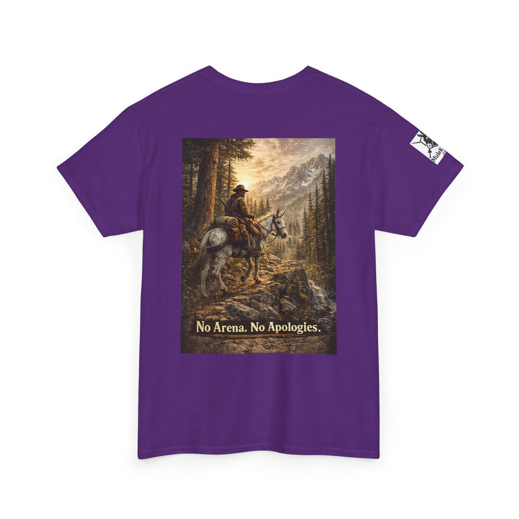 T-Shirt — 'No Arena. No Apologies.' Western Cowboy Scenic Graphic Tee
