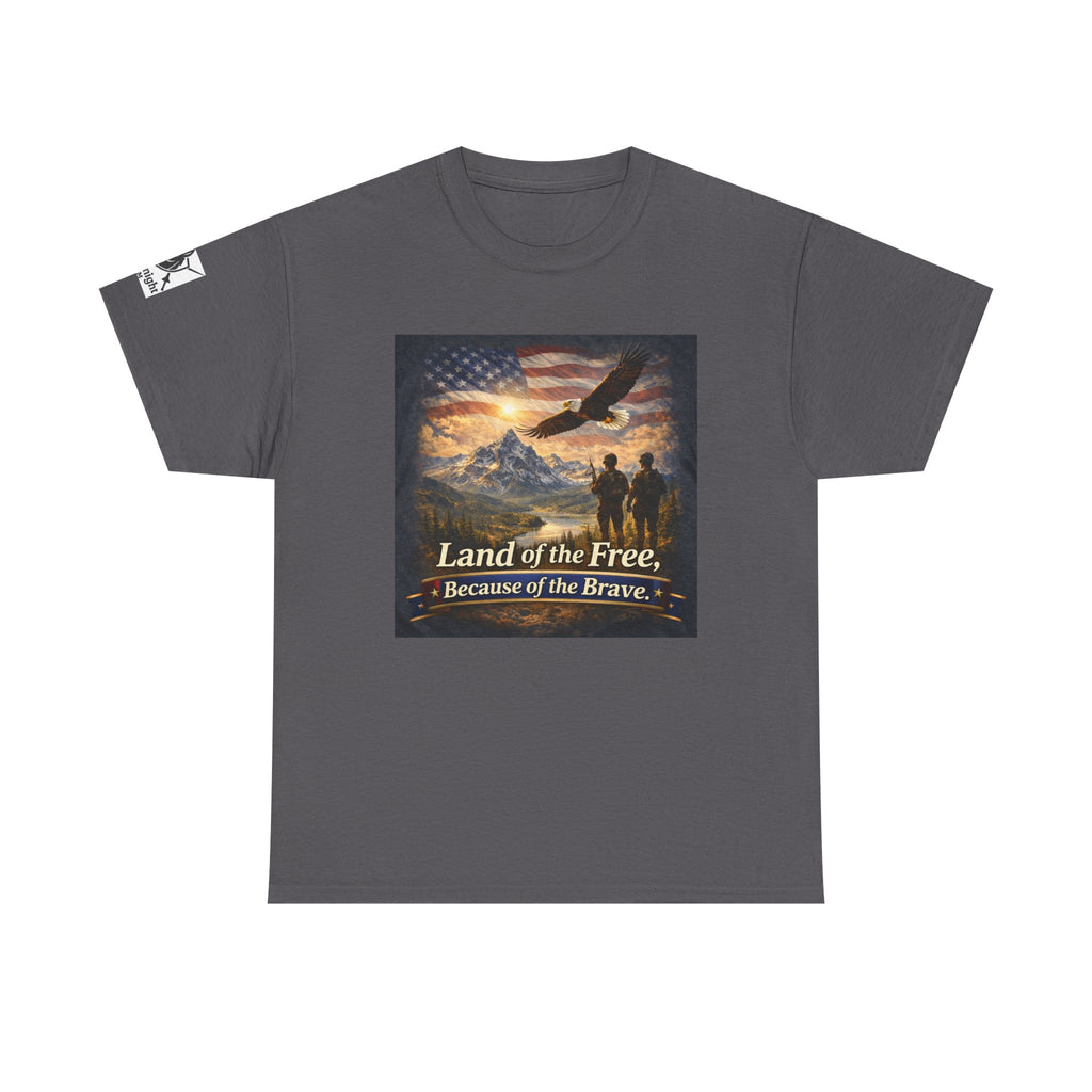 USA Flag Graphic Tee - "Land of the Free -Because of the Brave!"