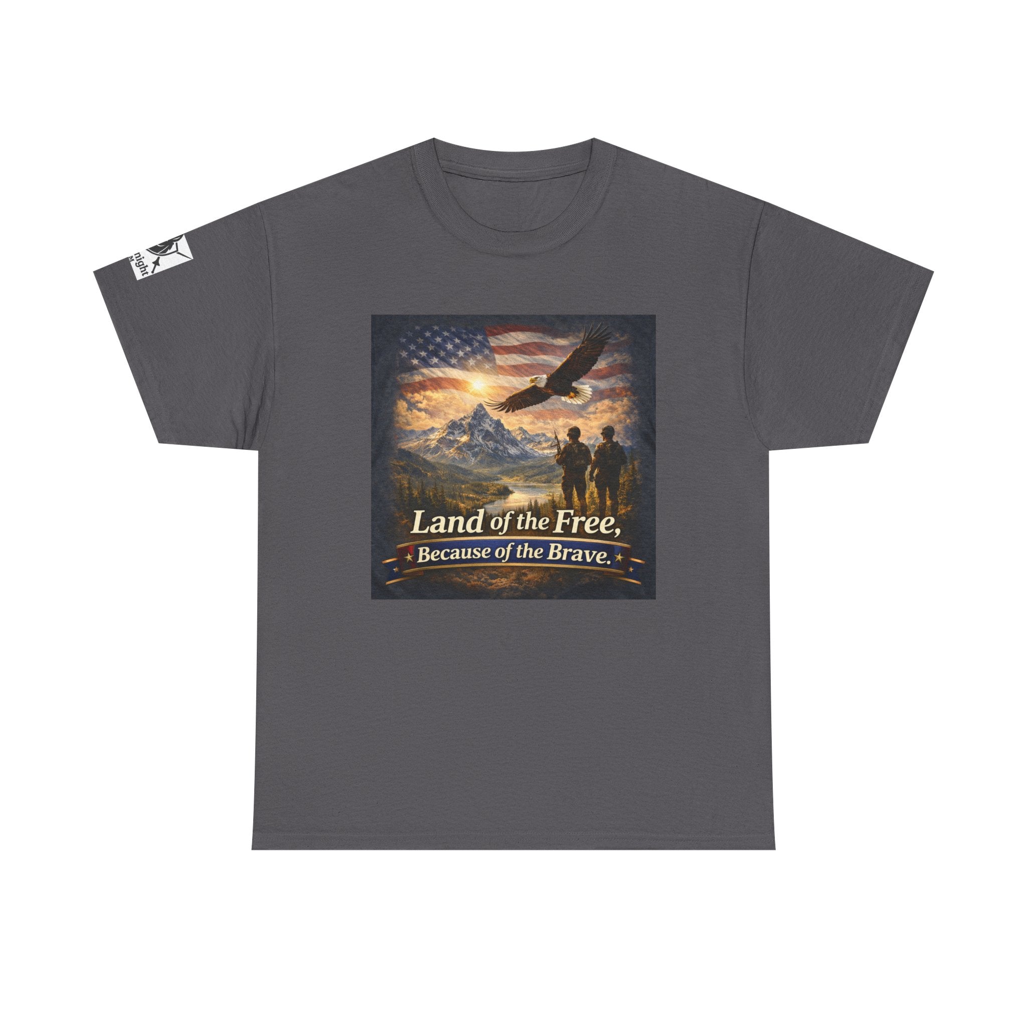 USA Flag Graphic Tee - "Land of the Free -Because of the Brave!"