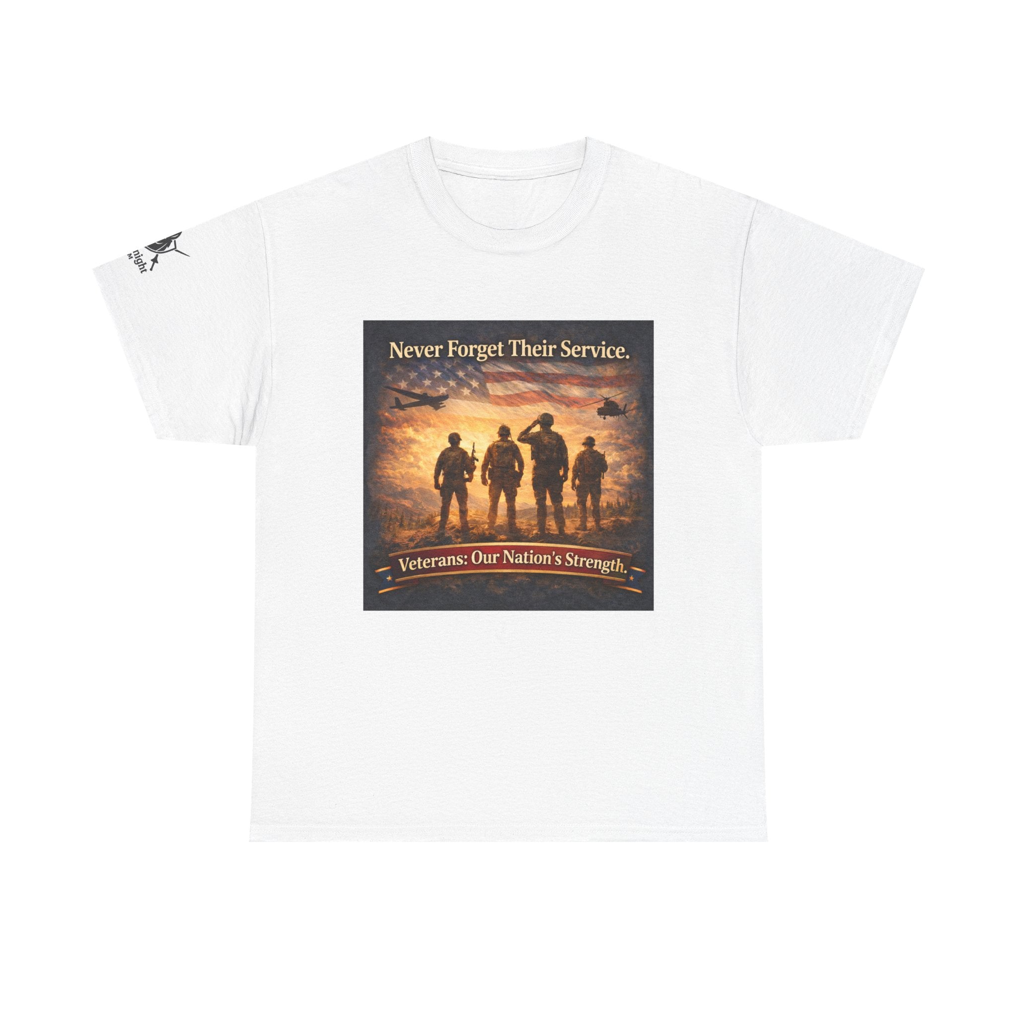 USA Flag Graphic Tee - "Never Forget their Service -Veterens our nations strength!"
