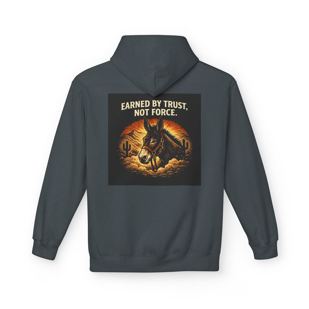 Cowboy Horse Hoodie — "Earned by Trust, Not Force" Western Ranch Pullover