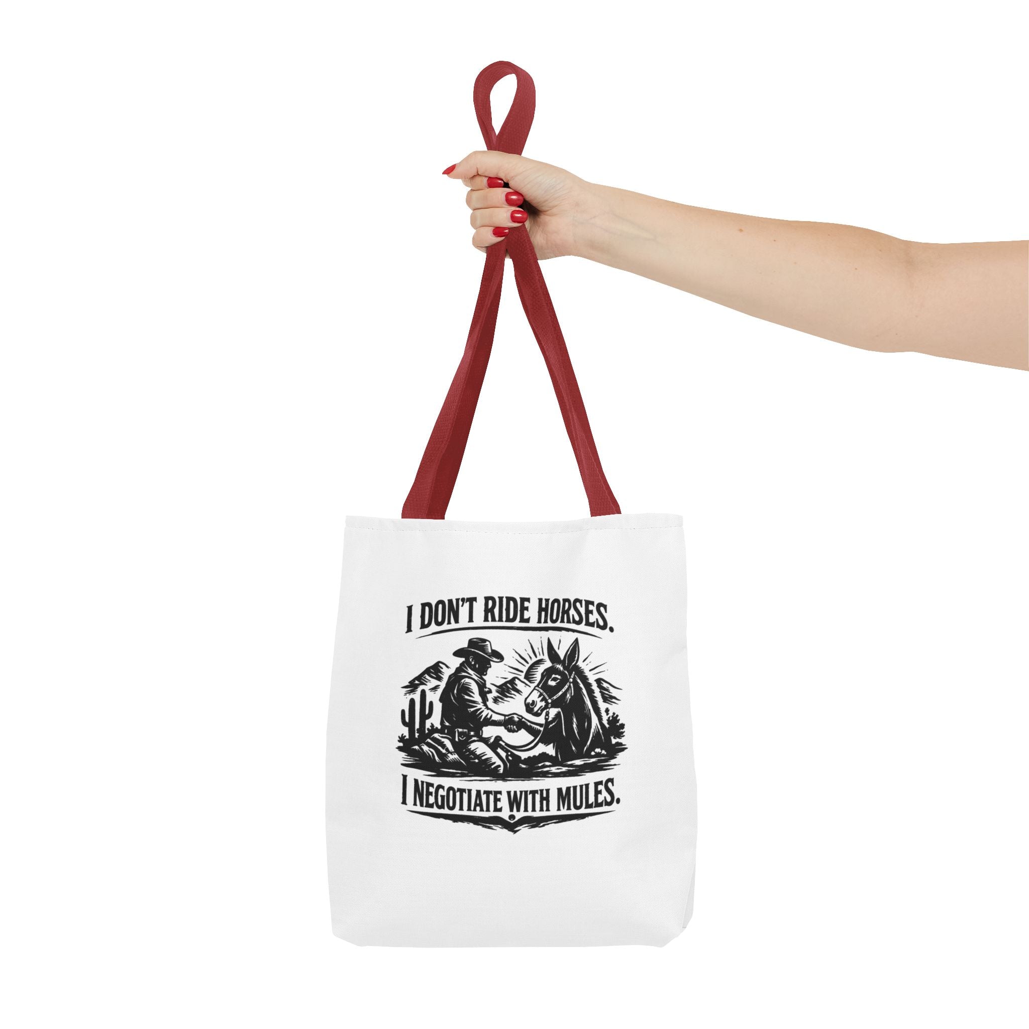 Tote Bag — "I Don't Ride Horses, I Negotiate With Mules" Western Farmer Tote