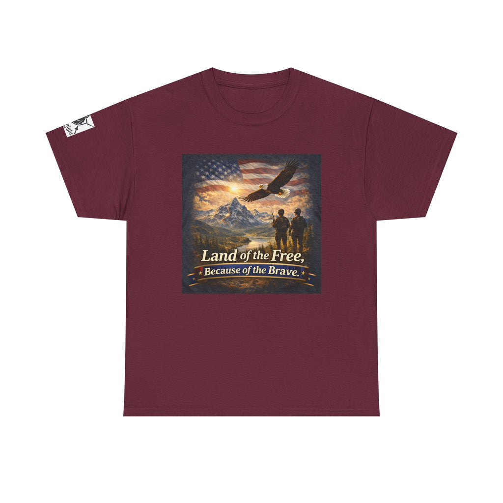 USA Flag Graphic Tee - "Land of the Free -Because of the Brave!"