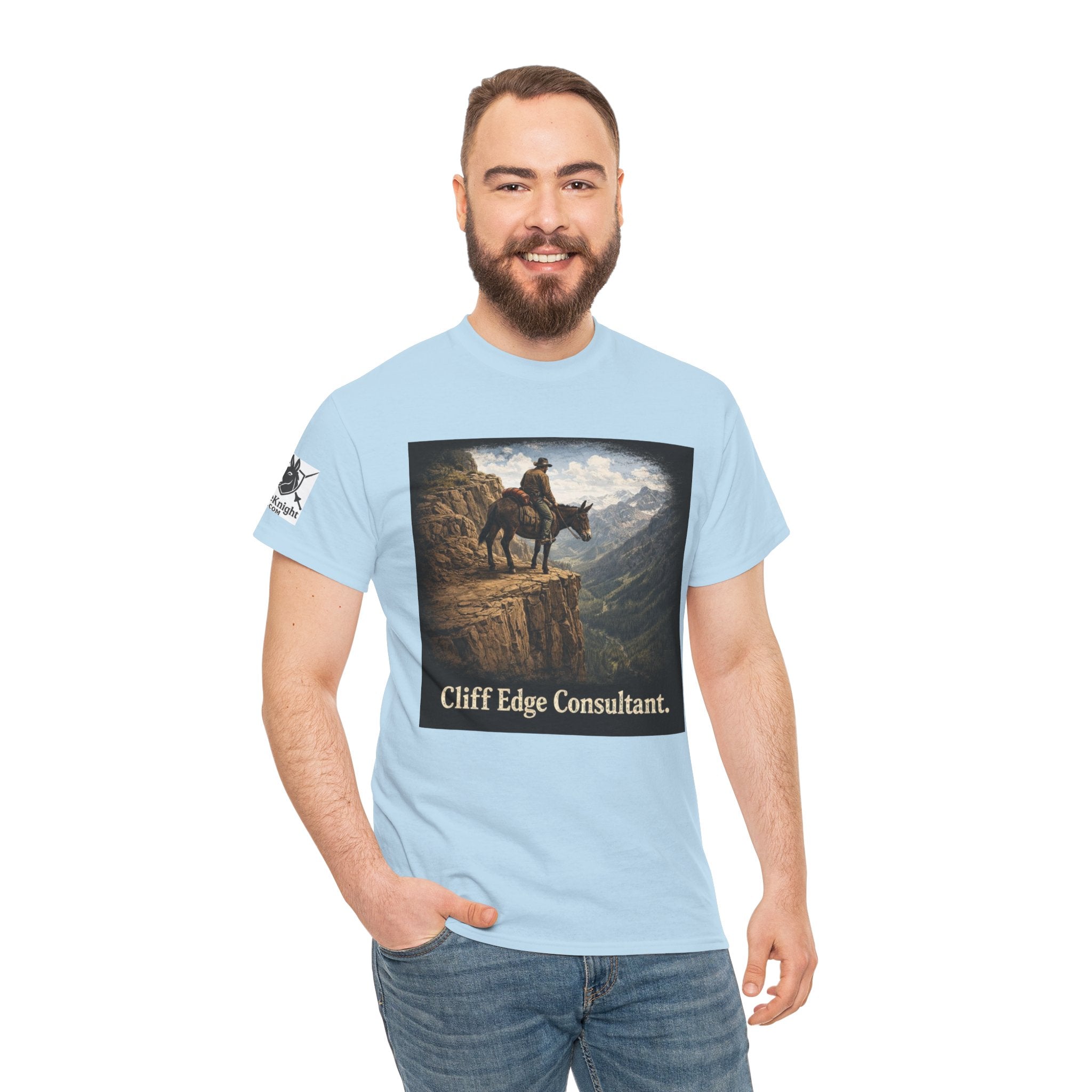 Mule Cliff Edge Consultant T-Shirt — Cowboy Landscape Graphic Tee